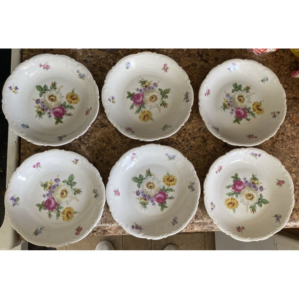Mitterteich Bavaria Meissen Floral Germany 095 Bowl Lot of 5 + 1 READ Please